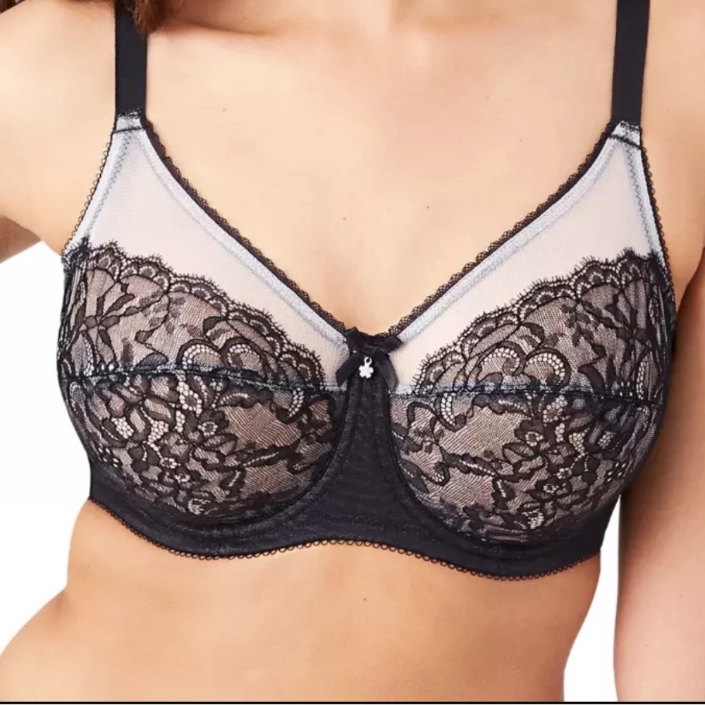 Wacoal Retro Chic Full Figure Underwire Bra 44DD  -Black-